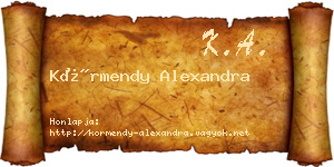 Körmendy Alexandra névjegykártya