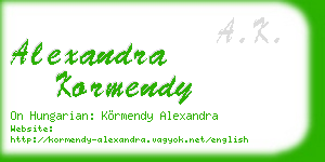 alexandra kormendy business card